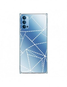 Coque Oppo Reno4 Pro 5G Lignes Points Abstract Blanc...