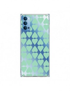 Coque Oppo Reno4 Pro 5G Coeurs Heart Mint Bleu Vert...