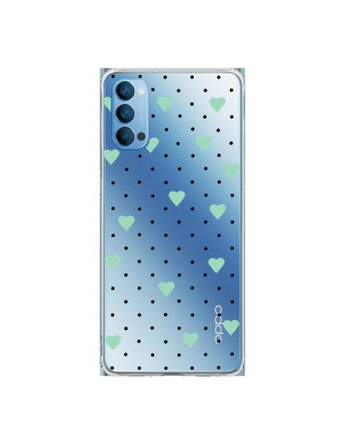 Coque Oppo Reno4 Pro 5G Point Coeur Mint Bleu Vert Pin Point Heart Transparente - Project M