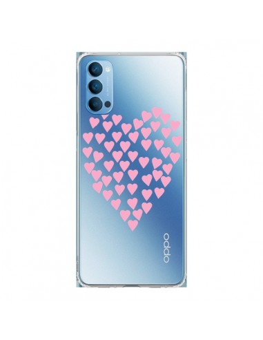 Coque Oppo Reno4 Pro 5G Coeurs Heart Love Rose Pink Transparente - Project M