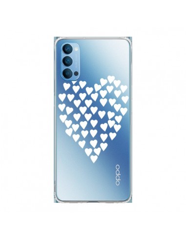 Coque Oppo Reno4 Pro 5G Coeurs Heart Love Blanc Transparente - Project M