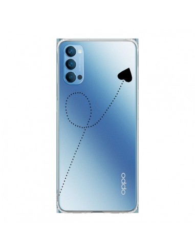 Coque Oppo Reno4 Pro 5G Travel to your Heart Noir Voyage Coeur Transparente - Project M