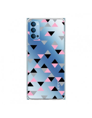 Coque Oppo Reno4 Pro 5G Triangles Pink Rose Noir Transparente - Project M