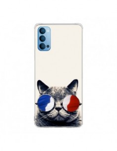 Coque Oppo Reno4 Pro 5G Chat à lunettes françaises -...