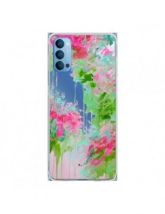 Coque Oppo Reno4 Pro 5G Fleur Flower Rose Vert...