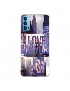Coque Oppo Reno4 Pro 5G I love New Yorck City violet -...