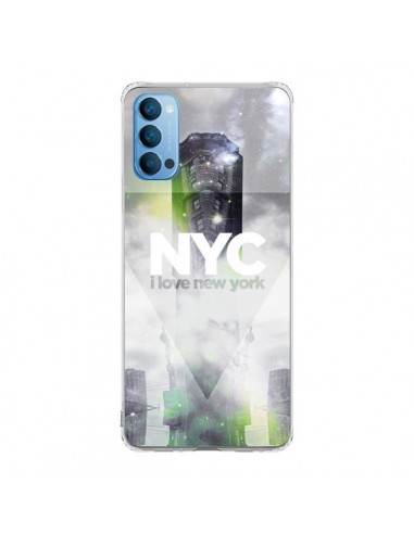 Coque Oppo Reno4 Pro 5G I Love New York City Gris Vert - Javier Martinez