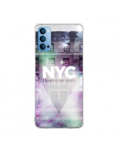 Coque Oppo Reno4 Pro 5G I Love New York City Violet Vert - Javier Martinez
