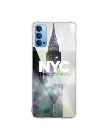 Coque Oppo Reno4 Pro 5G I Love New York City Gris Violet Vert - Javier Martinez