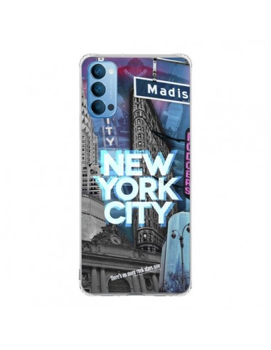 Coque Oppo Reno4 Pro 5G New York City Buildings Bleu - Javier Martinez