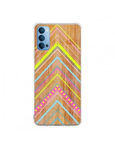 Coque Oppo Reno4 Pro 5G Wooden Chevron Pink Bois Azteque Aztec Tribal - Jenny Mhairi