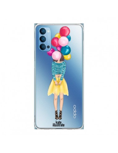 Coque Oppo Reno4 Pro 5G Girls Balloons Ballons Fille Transparente - kateillustrate