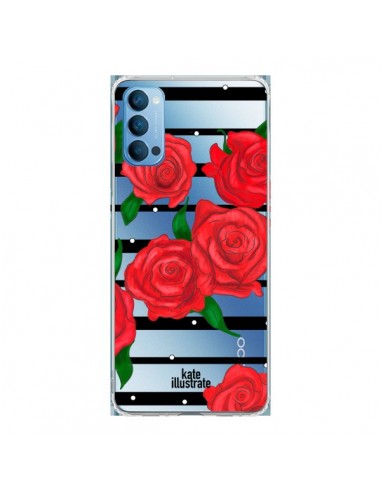 Coque Oppo Reno4 Pro 5G Red Roses Rouge Fleurs Flowers Transparente - kateillustrate