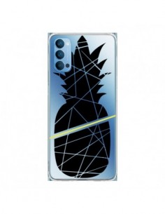 Coque Oppo Reno4 Pro 5G Ananas Noir Transparente -...