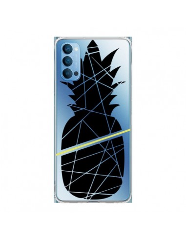 Coque Oppo Reno4 Pro 5G Ananas Noir Transparente - Koura-Rosy Kane