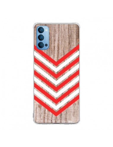 Coque Oppo Reno4 Pro 5G Tribal Aztèque Bois Wood Flèche Rouge Blanc - Laetitia