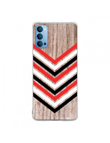 Coque Oppo Reno4 Pro 5G Tribal Aztèque Bois Wood Flèche Rouge Blanc Noir - Laetitia