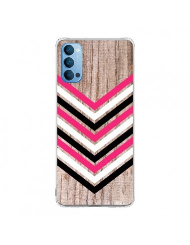 Coque Oppo Reno4 Pro 5G Tribal Aztèque Bois Wood Flèche Rose Blanc Noir - Laetitia