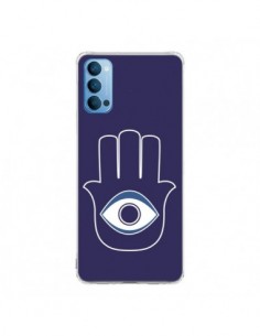 Coque Oppo Reno4 Pro 5G Main de Fatma Oeil Bleu - Laetitia