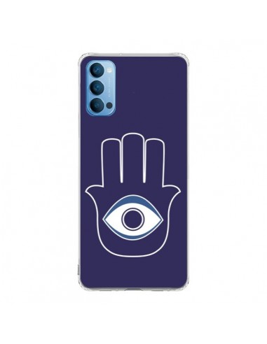 Coque Oppo Reno4 Pro 5G Main de Fatma Oeil Bleu - Laetitia