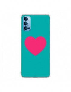 Coque Oppo Reno4 Pro 5G Coeur Rose Fond Bleu  - Laetitia