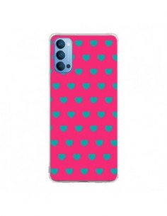 Coque Oppo Reno4 Pro 5G Coeurs Bleus Fond Rose - Laetitia