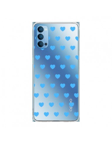Coque Oppo Reno4 Pro 5G Coeur Heart Love Amour Bleu Transparente - Laetitia
