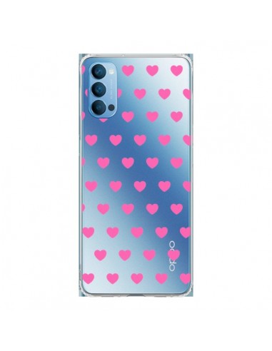 Coque Oppo Reno4 Pro 5G Coeur Heart Love Amour Rose Transparente - Laetitia