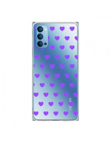 Coque Oppo Reno4 Pro 5G Coeur Heart Love Amour Violet Transparente - Laetitia