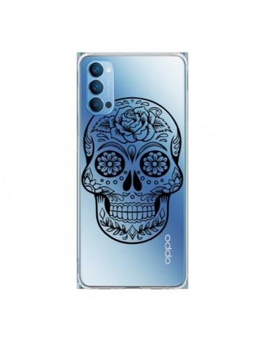 Coque Oppo Reno4 Pro 5G Tête de Mort Mexicaine Noir Transparente - Laetitia