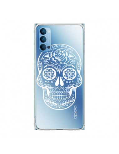 Coque Oppo Reno4 Pro 5G Tête de Mort Mexicaine Blanche Transparente - Laetitia
