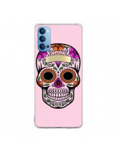 Coque Oppo Reno4 Pro 5G Tête de Mort Mexicaine Rose...
