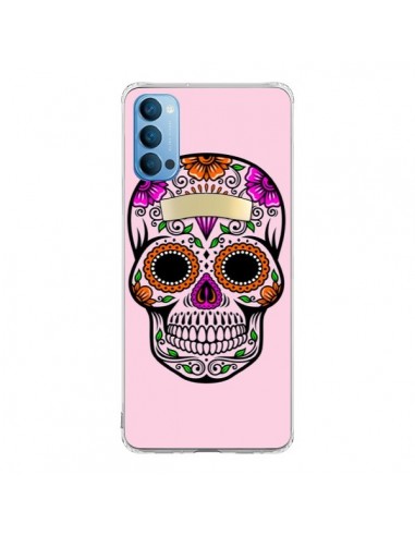 Coque Oppo Reno4 Pro 5G Tête de Mort Mexicaine Rose Multicolore - Laetitia