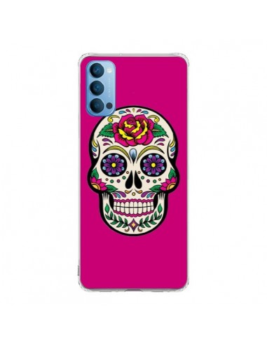 Coque Oppo Reno4 Pro 5G Tête de Mort Mexicaine Rose Fushia - Laetitia