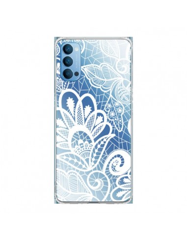 Coque Oppo Reno4 Pro 5G Lace Fleur Flower Blanc Transparente - Petit Griffin