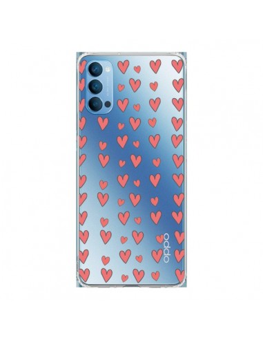 Coque Oppo Reno4 Pro 5G Coeurs Heart Love Amour Rouge Transparente - Petit Griffin