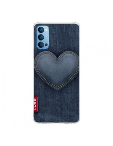 Coque Oppo Reno4 Pro 5G Love Coeur en Jean - Lassana