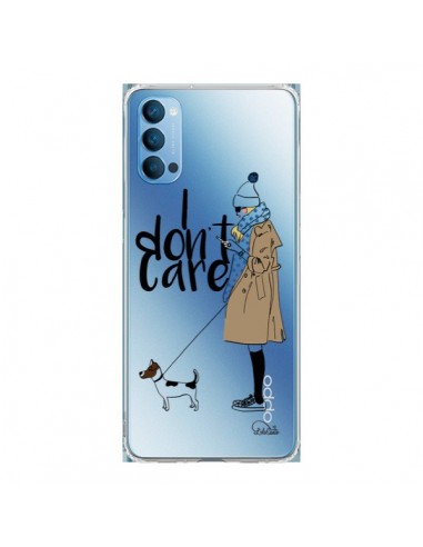 Coque Oppo Reno4 Pro 5G I don't care Fille Chien Transparente - Lolo Santo