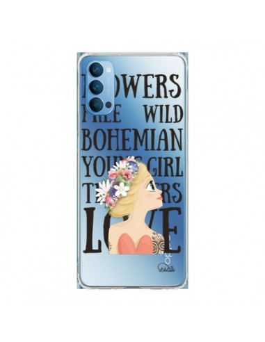 Coque Oppo Reno4 Pro 5G Flowers Love Transparente - Lolo Santo