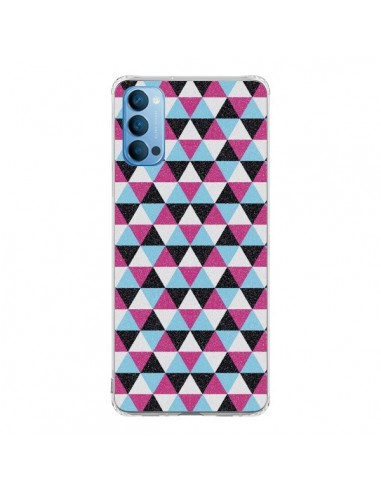 Coque Oppo Reno4 Pro 5G Azteque Triangles Rose Bleu Gris - Mary Nesrala