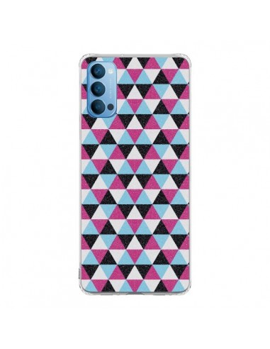 Coque Oppo Reno4 Pro 5G Azteque Triangles Rose Bleu Gris - Mary Nesrala