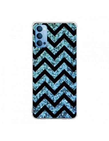 Coque Oppo Reno4 Pro 5G Chevron Aqua Sparkle Triangle Azteque - Mary Nesrala