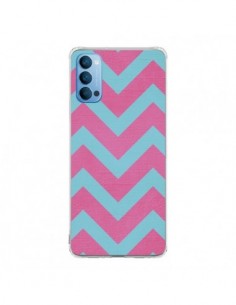 Coque Oppo Reno4 Pro 5G Strawberry Chevron Rose Bleu -...