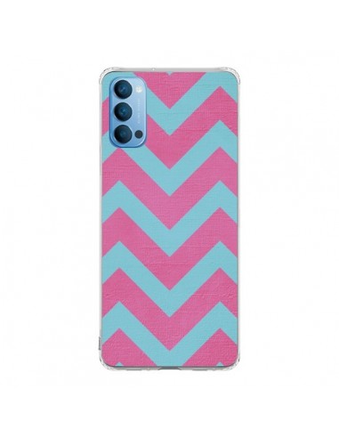 Coque Oppo Reno4 Pro 5G Strawberry Chevron Rose Bleu - Mary Nesrala