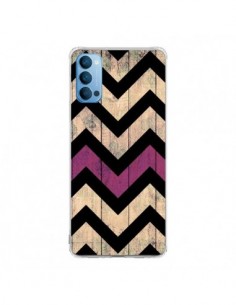 Coque Oppo Reno4 Pro 5G Chevron Vintage Bois Wood - Mary...