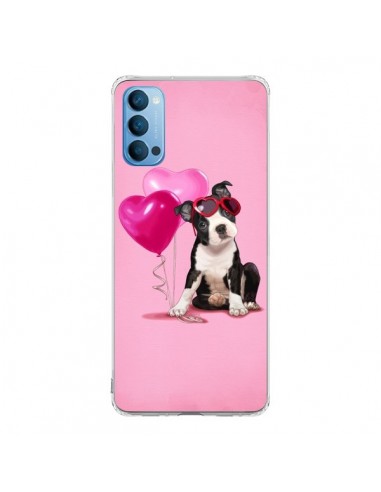 Coque Oppo Reno4 Pro 5G Chien Dog Ballon Lunettes Coeur Rose - Maryline Cazenave