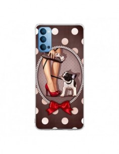 Coque Oppo Reno4 Pro 5G Lady Jambes Chien Dog Pois Noeud...