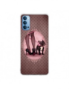 Coque Oppo Reno4 Pro 5G Lady Jambes Chien Dog Rose Pois...
