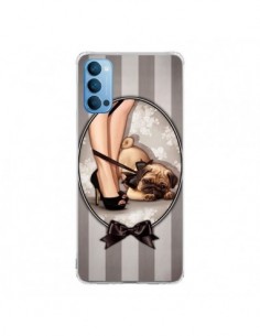 Coque Oppo Reno4 Pro 5G Lady Noir Noeud Papillon Chien...