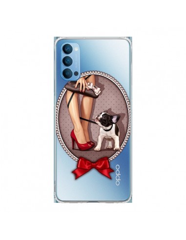 Coque Oppo Reno4 Pro 5G Lady Jambes Chien Bulldog Dog Pois Noeud Papillon Transparente - Maryline Cazenave